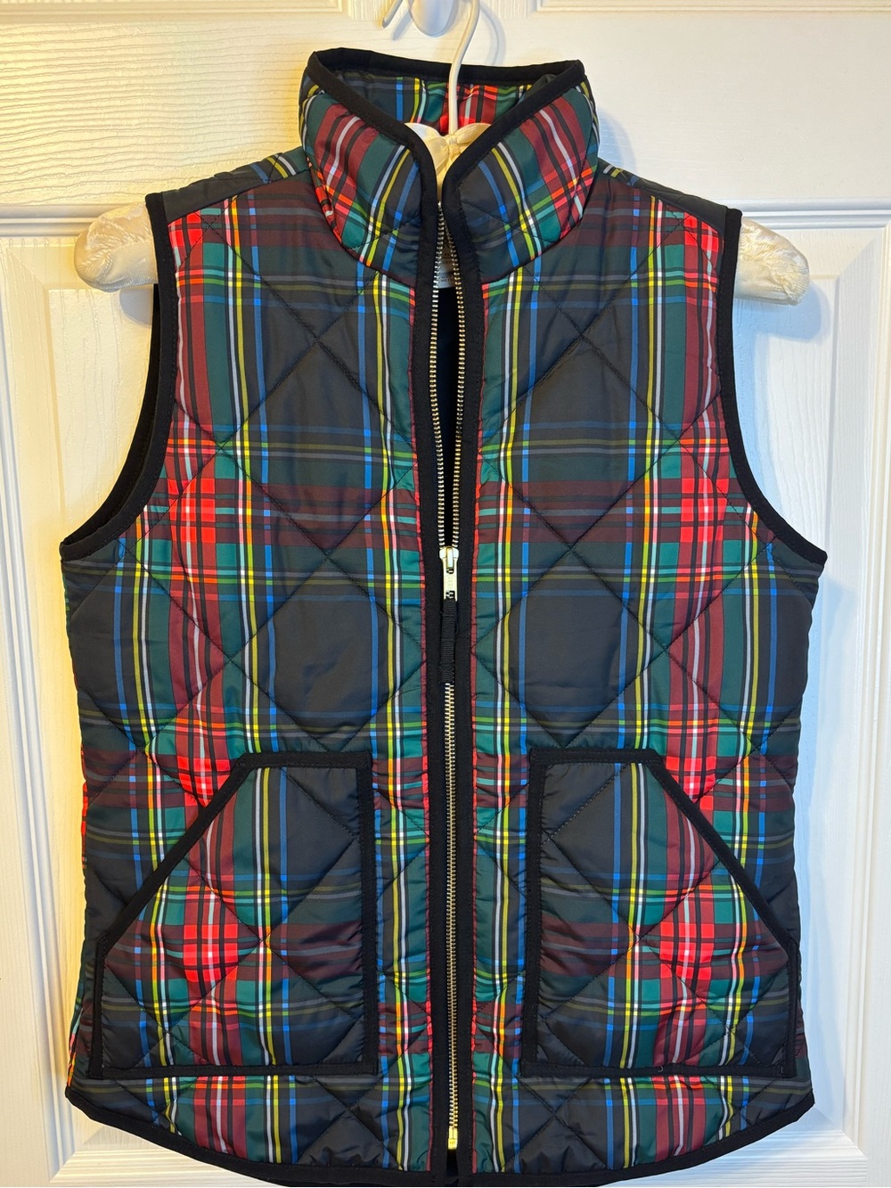 J.Crew Tartan Plaid Quilted Puffer Vest XXS Holiday Preppy